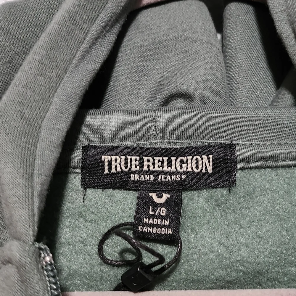 TRUE RELIGION NWT Zip Hoodie Mens Large Green Hip Hop Streetwear Y2K Urban